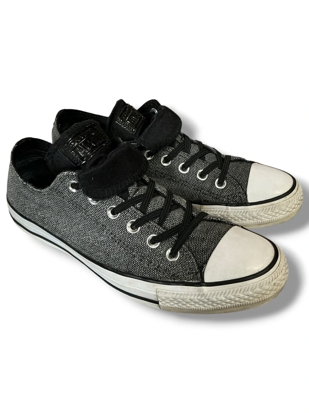Converse Gray and Black Low-Top Canvas Sneakers - Picture 11 of 12